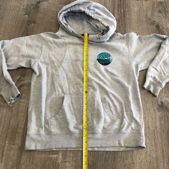 Santa Cruz Original Surf Skate Gray Sweatshirt Hoodie Mens Size Small Blue Logo - Picture 9 of 9